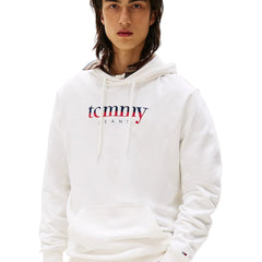Tommy Hilfiger Hanorac Bărbați Alb cu Glugă Căptușit cu Buzunar Logo