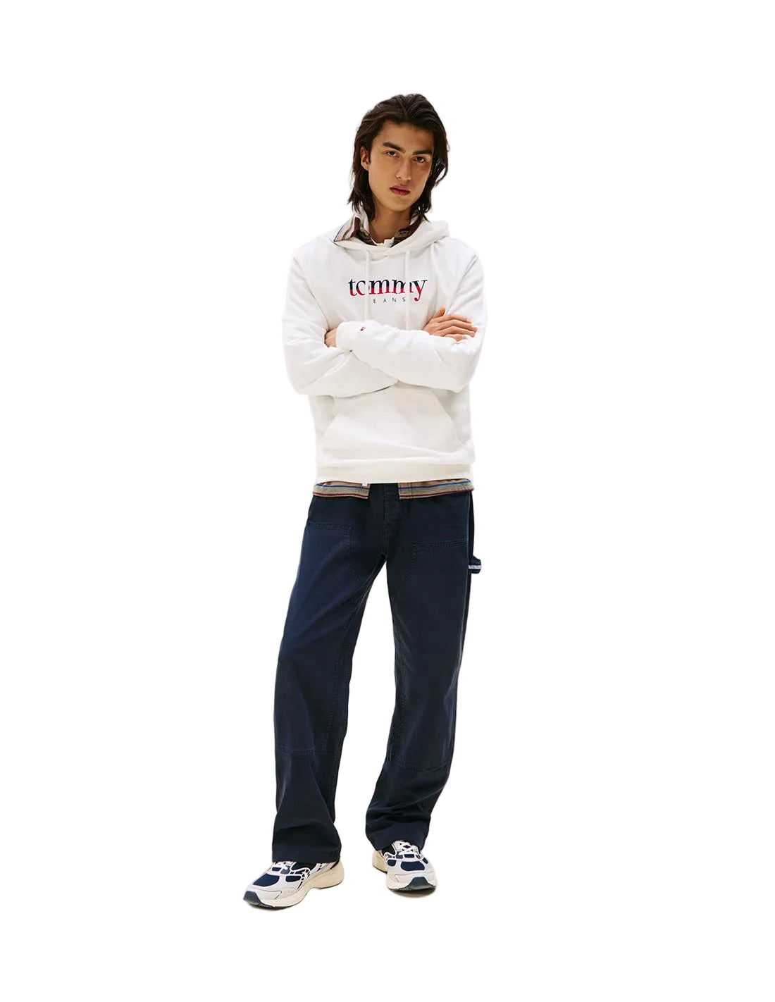 Tommy Hilfiger Felpa Uomo Bianca Cappuccio Garzata Tascone Logo Felpe bianco - vista 2