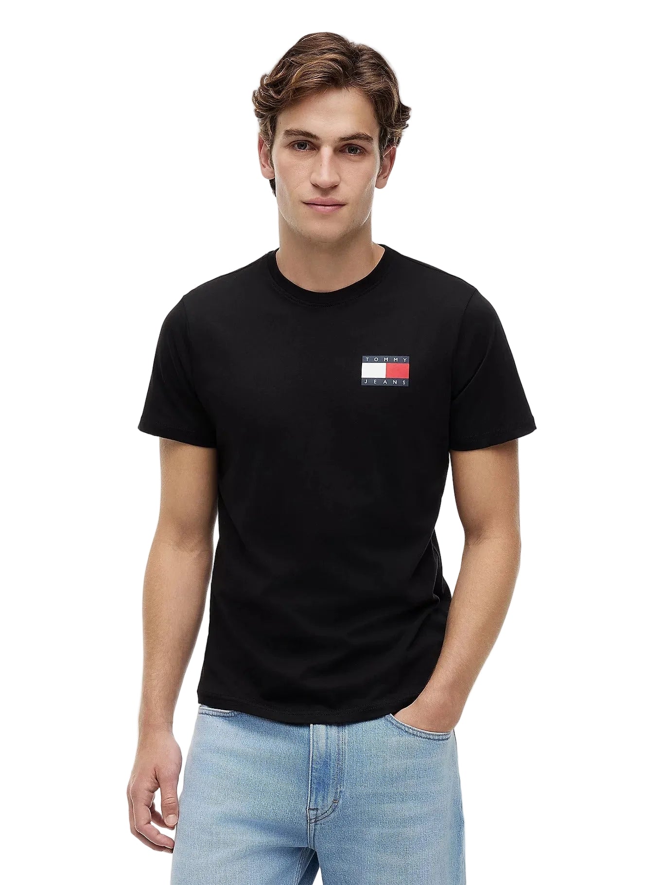 Tommy Hilfiger T-Shirt Uomo Nera Girocollo Cotone Stampa Logo nero - foto prodotto