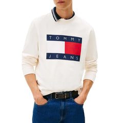 Tommy Hilfiger Φούτερ Μακρυμάνικο Ανδρικό Λευκό Με Λογότυπο