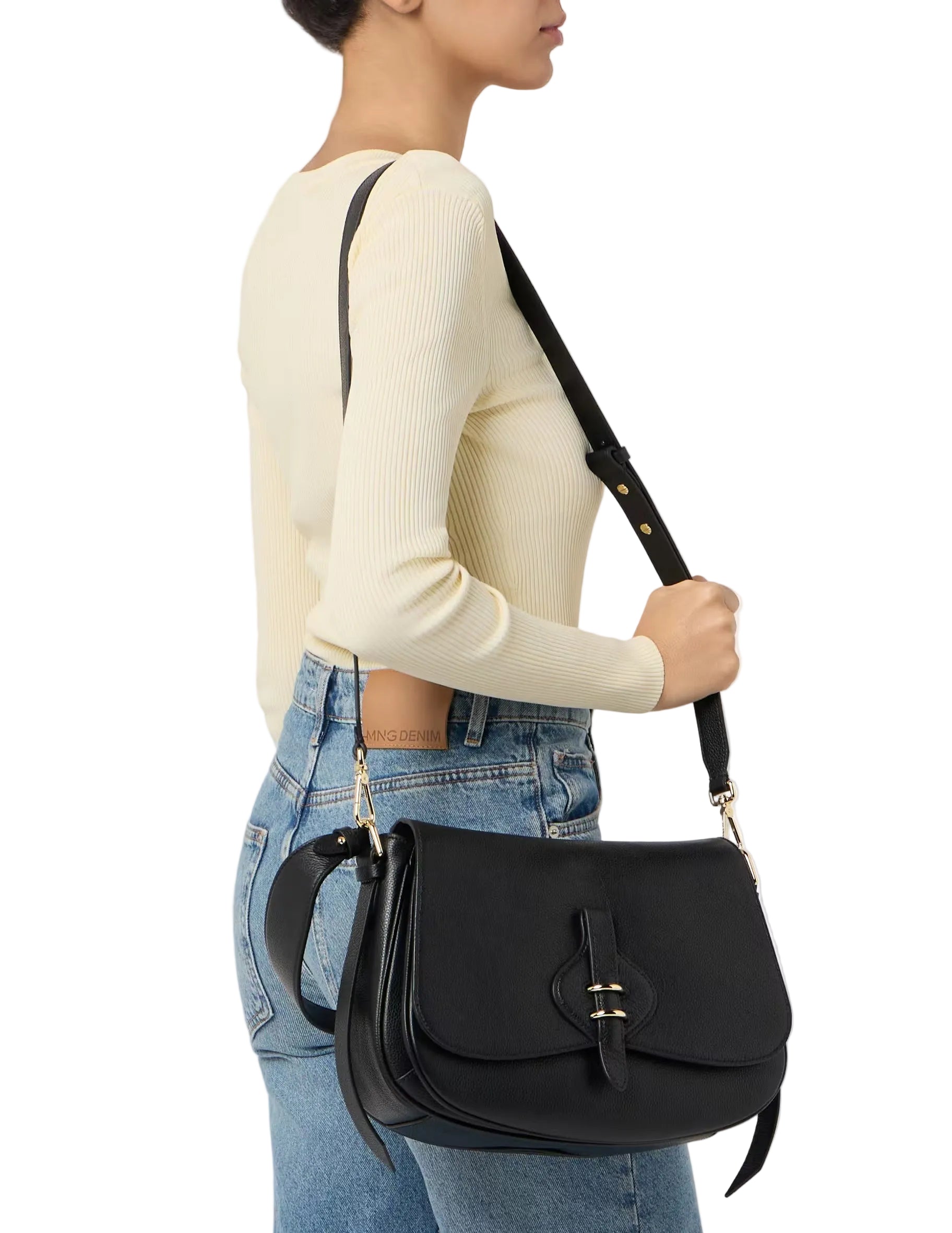 Coccinelle Borsa a Tracolla Pelle Donna Nera Logo Borse nero - vista 2