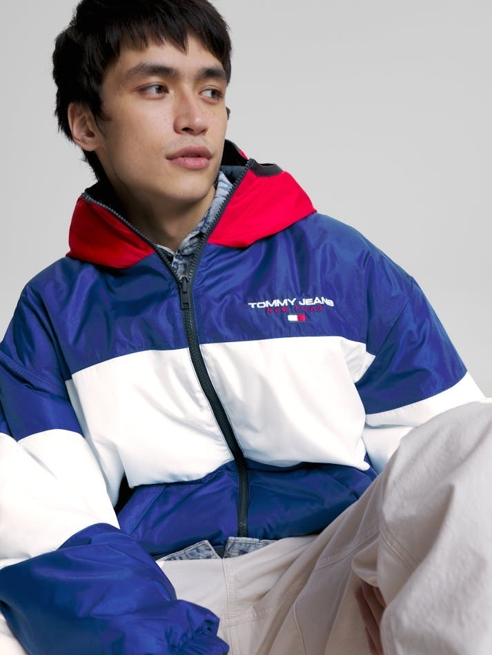Tommy Hilfiger Giubbotto Uomo Blu Reversibile Cappuccio Giubbotti e Giacche - vista 4