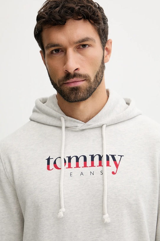 Tommy Hilfiger Felpa Uomo Grigia Cappuccio Garzata Tascone Logo Felpe grigio - vista 4