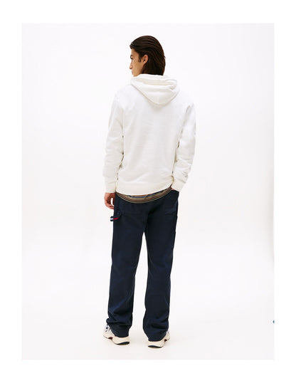 Tommy Hilfiger Felpa Uomo Bianca Cappuccio Garzata Tascone Logo Felpe bianco - vista 3