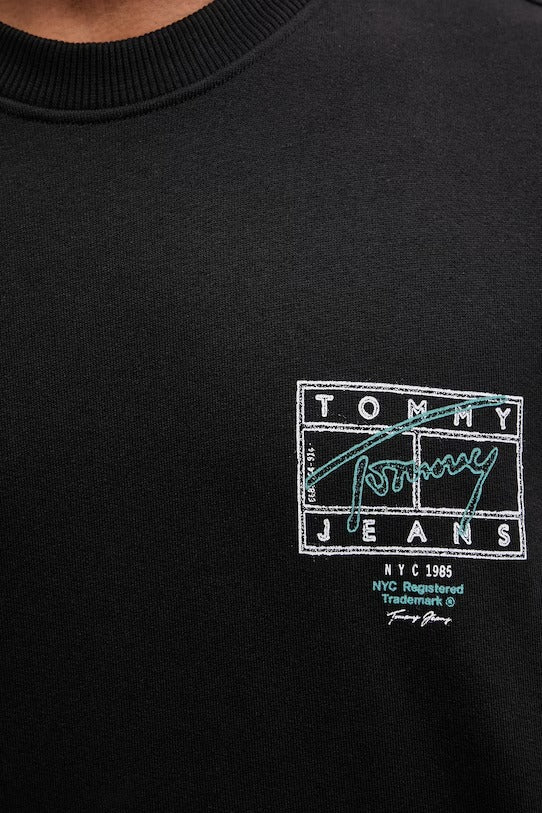 Tommy Hilfiger Felpa Maniche Lunghe Uomo Nera Stampa Logo Felpe nero - vista 4