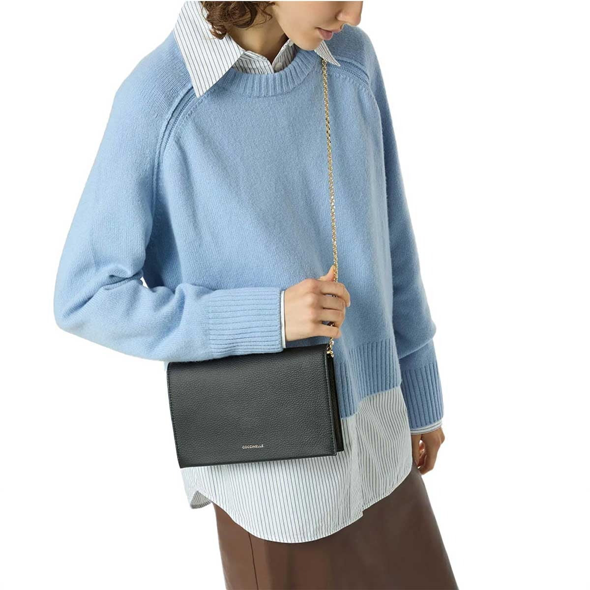 COCCINELLE Borsa Donna a Spalla Nera Dandy in Vera Pelle