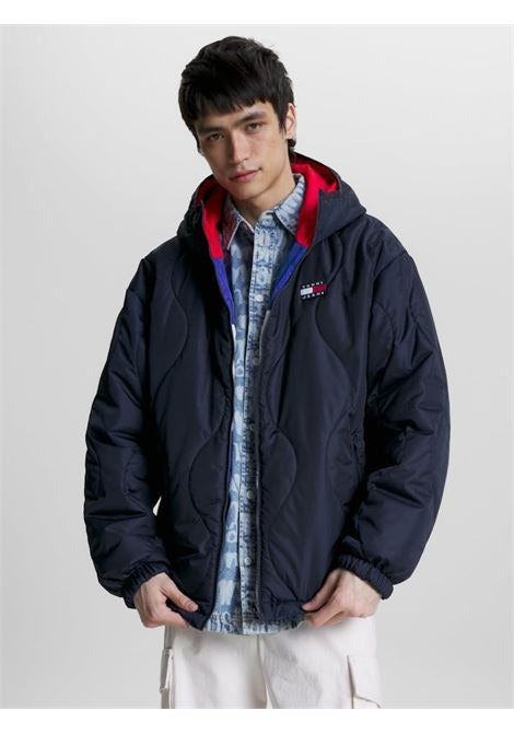 Tommy Hilfiger Giubbotto Uomo Blu Reversibile Cappuccio Giubbotti e Giacche - vista 6