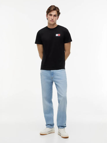 Tommy Hilfiger T-Shirt Uomo Nera Girocollo Cotone Stampa Logo nero - vista 2
