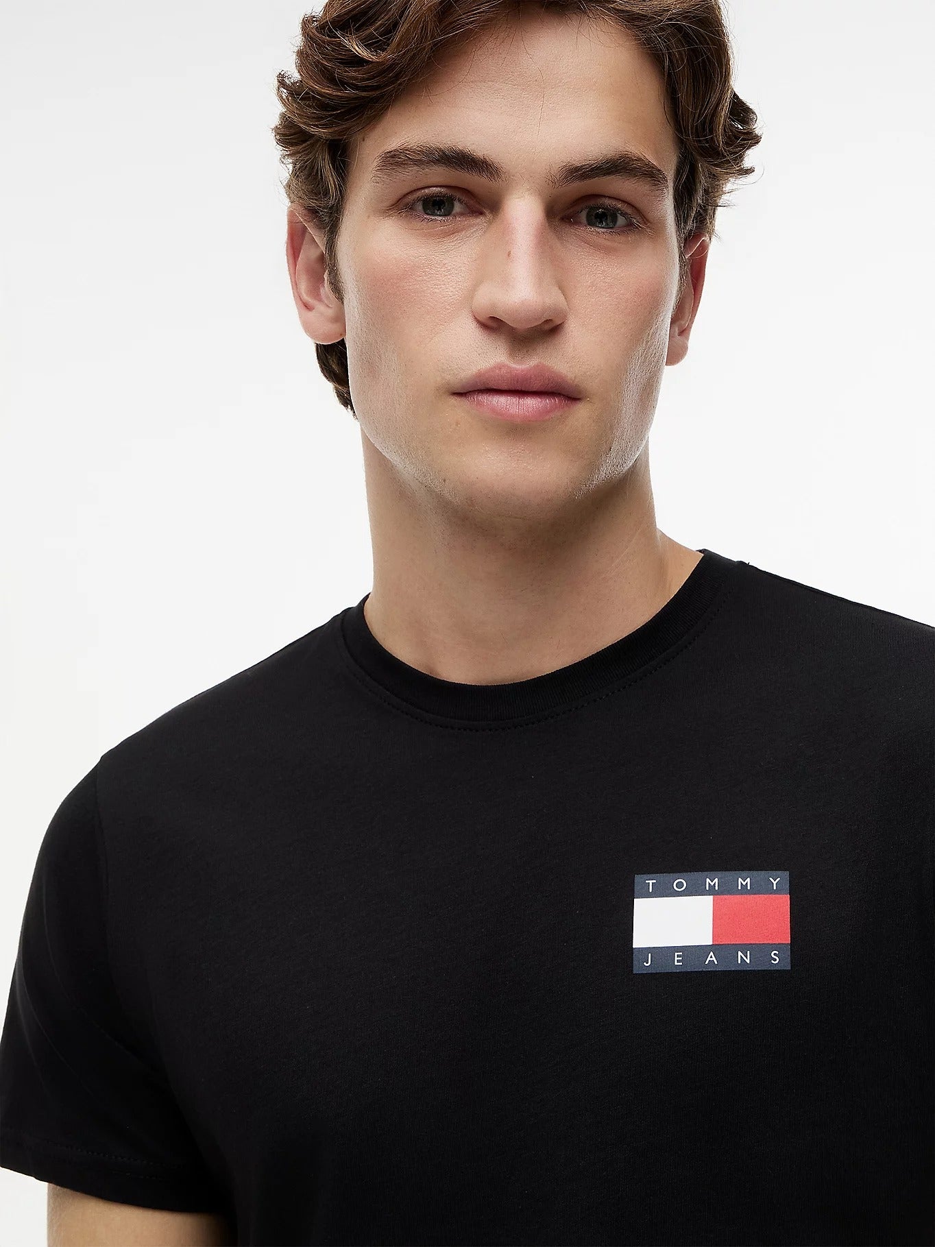 Tommy Hilfiger T-Shirt Uomo Nera Girocollo Cotone Stampa Logo nero - vista 3
