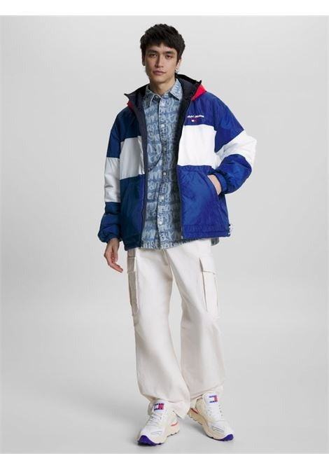 Tommy Hilfiger Giubbotto Uomo Blu Reversibile Cappuccio Giubbotti e Giacche - vista 7