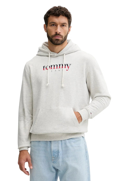 Tommy Hilfiger Felpa Uomo Grigia Cappuccio Garzata Tascone Logo Felpe grigio - foto prodotto