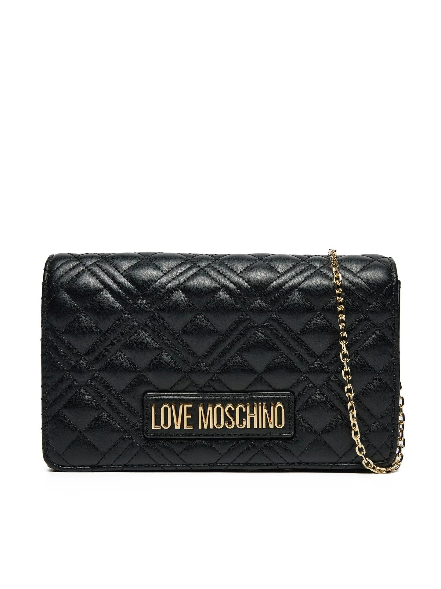 Clutch Donna Love Moschino Shiny Quilted Nera con Tracolla a Catena Borse Nero - foto prodotto