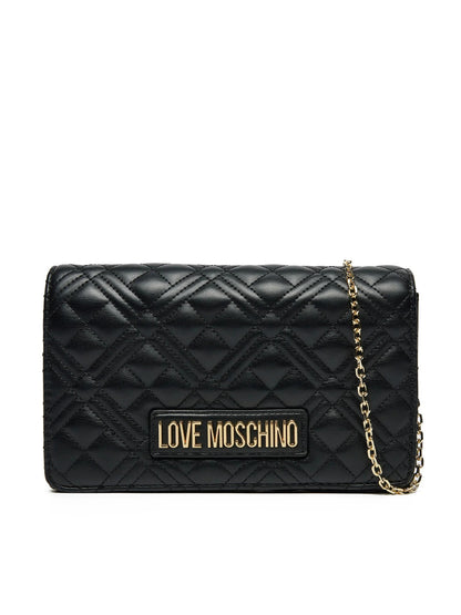 Clutch Donna Love Moschino Shiny Quilted Nera con Tracolla a Catena Borse Nero - foto prodotto