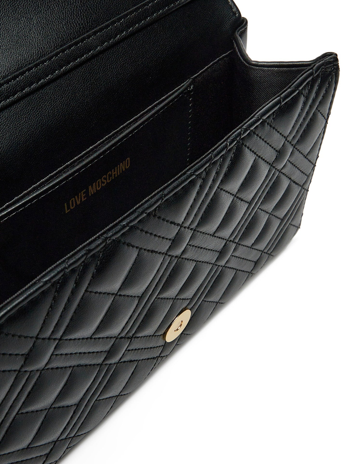 Clutch Donna Love Moschino Shiny Quilted Nera con Tracolla a Catena Borse nero - vista 3