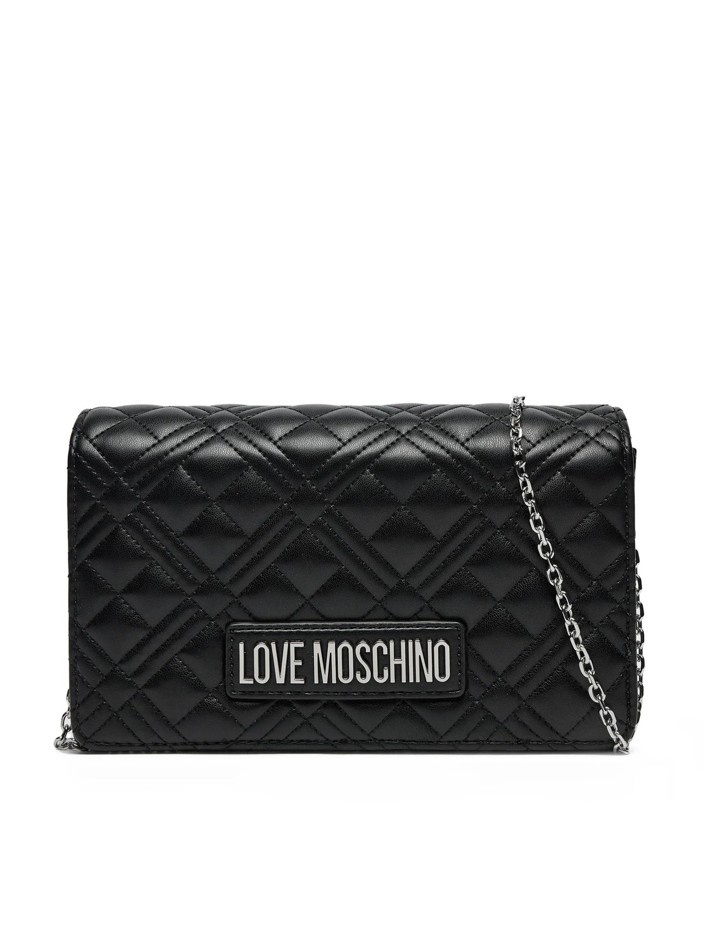 Clutch Donna Love Moschino Shiny Quilted Nera con Tracolla a Catena Borse Nero 2 - vista 6