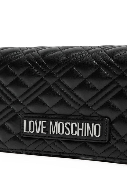 Clutch Donna Love Moschino Shiny Quilted Nera con Tracolla a Catena Borse nero - vista 9