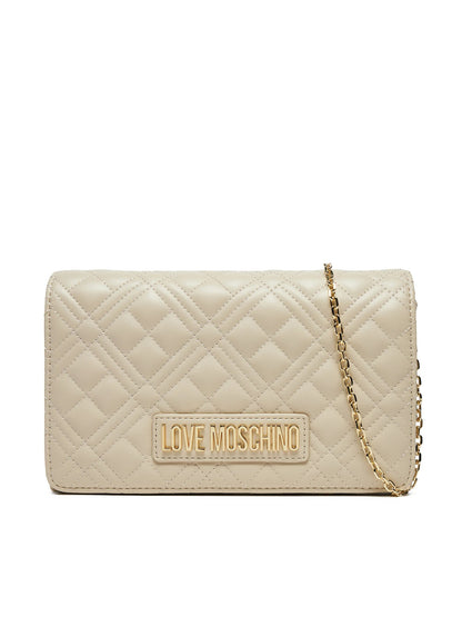 Clutch Donna Love Moschino Shiny Quilted Nera con Tracolla a Catena Borse Beige - vista 11