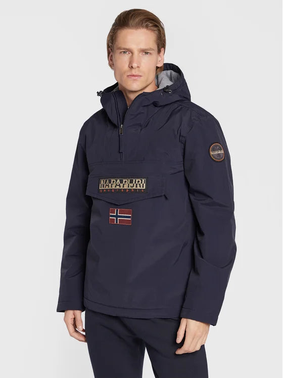Napapijri Giubbotto Uomo Blu Rainforest con Cappuccio