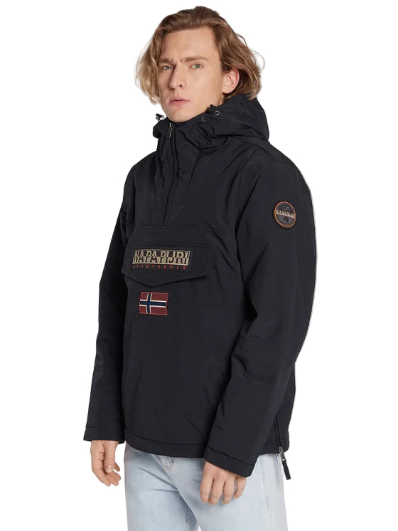 Napapijri Giubbotto Uomo Nero Rainforest con Cappuccio