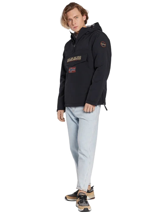 Napapijri Giubbotto Uomo Nero Rainforest con Cappuccio