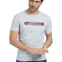 GUESS JEANS T-Shirt Homme Grise Col Rond avec Logo