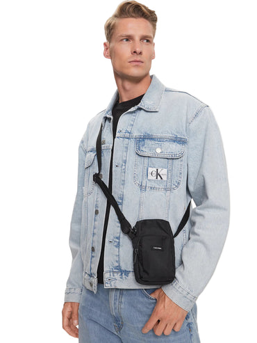 CALVIN KLEIN Borsello Uomo Nero con Tracolla Regolabile e Logo - vista 2