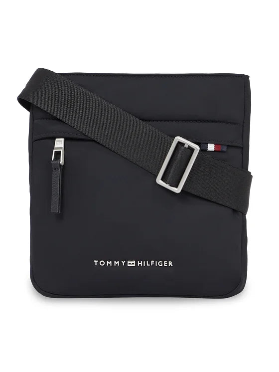 TOMMY HILFIGER Borsello Uomo Nero con Tracolla Regolabile e Logo