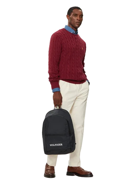 Tommy Hilfiger Zaino Uomo Blu Porta Laptop Regolabile Logo