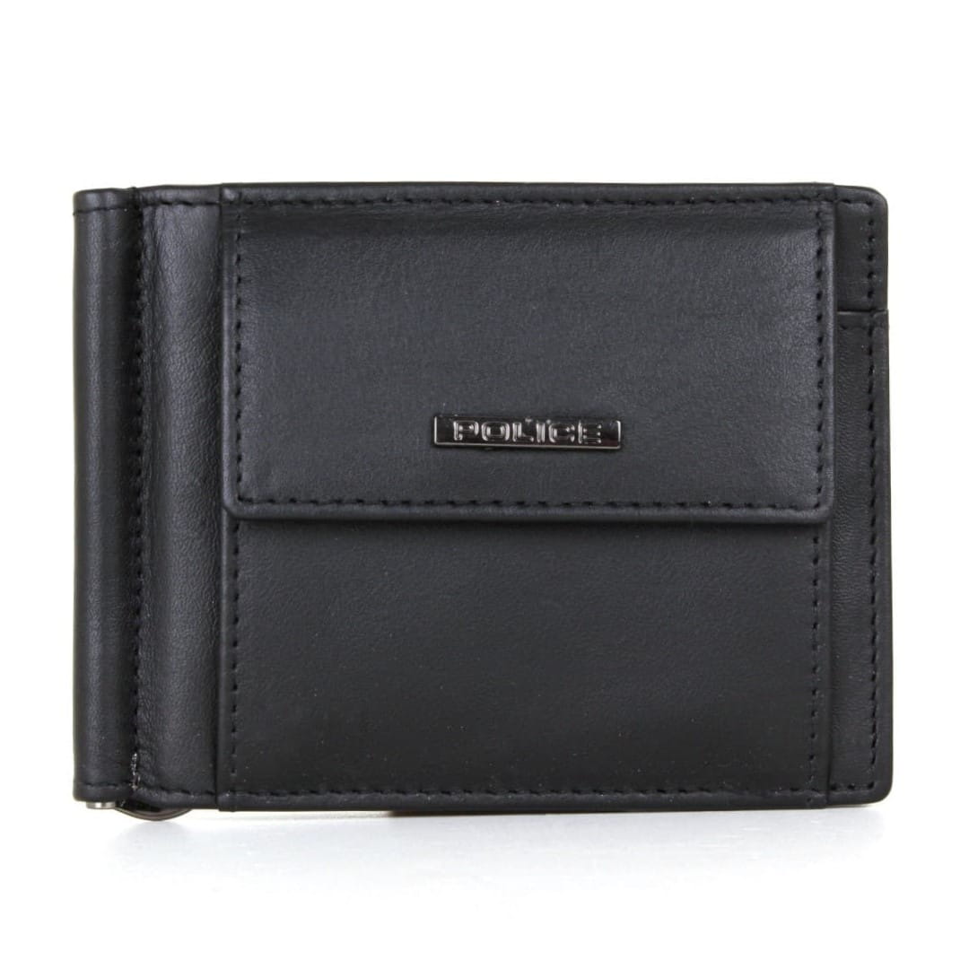 Police Bolt Men's Leather Wallet | Elegant Black Banknote Clip