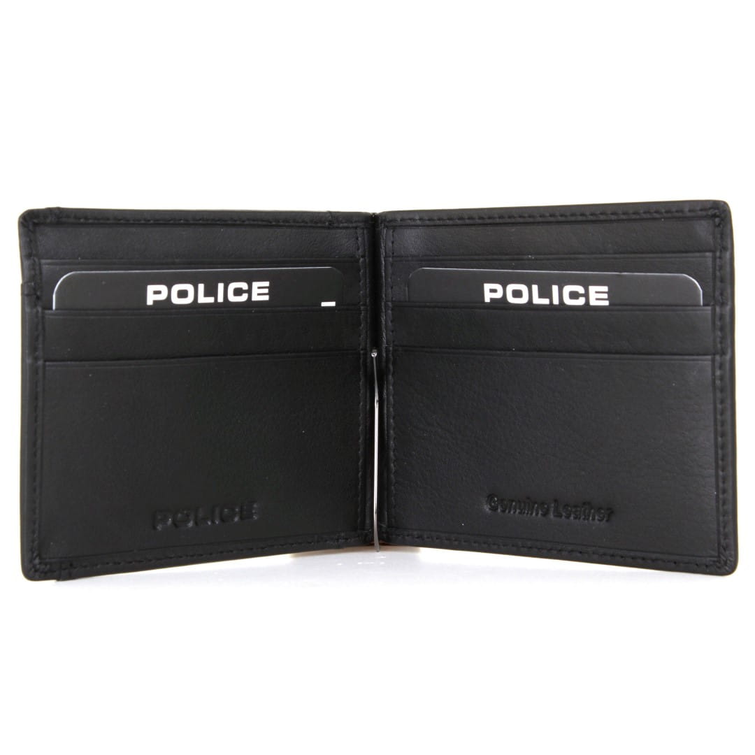 Police Bolt Men's Leather Wallet | Elegant Black Banknote Clip