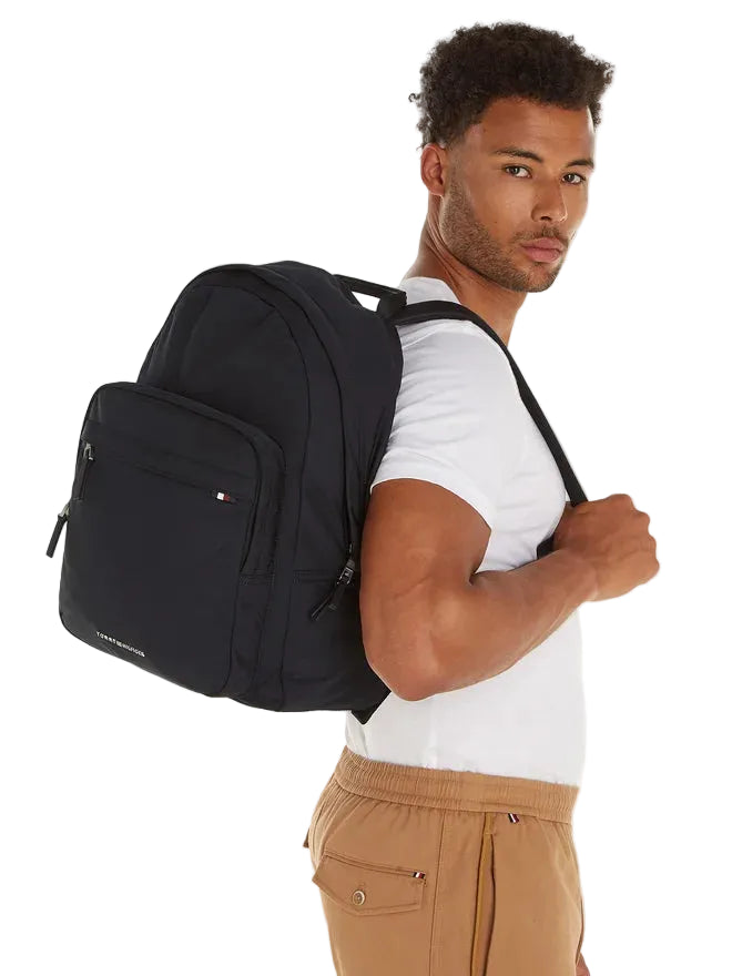 Tommy Hilfiger Zaino Uomo Nero Spalline Regolabili Logo Zaini - vista 4