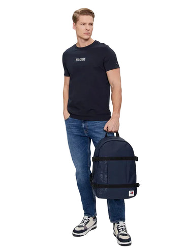 Tommy Hilfiger Zaino Uomo Blu Regolabile Chiusura Zip Logo Zaini - vista 2