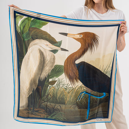 Foulard Donna, 100% Seta, Made in Italy, Quadrato 90x90, Stile Aironi Parubi Accessori - vista 6