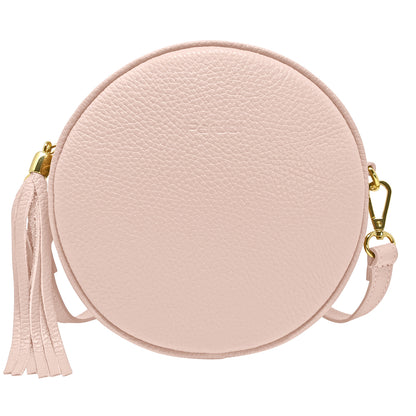 Borsa Donna a Tracolla Rotonda, In Vera Pelle, Made in Italy, Modello Dora Parubi Borse Rosa Cipria - vista 36