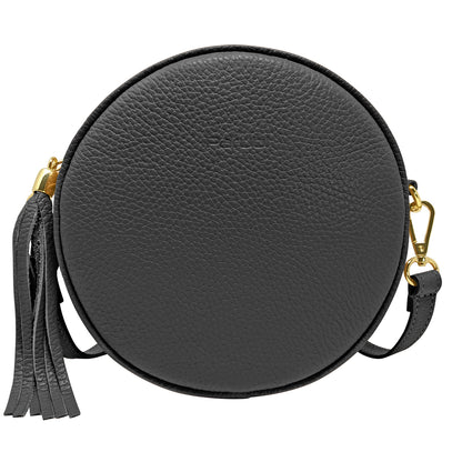 Borsa Donna a Tracolla Rotonda, In Vera Pelle, Made in Italy, Modello Dora Parubi Borse Nero - vista 6