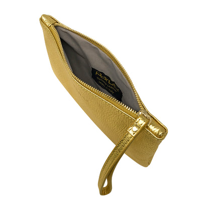 Pochette Donna a Mano, In Vera Pelle Laminata, Made in Italy, Modello Aura Parubi - vista 11