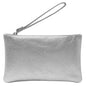 Pochette Donna a Mano, In Vera Pelle Laminata, Made in Italy, Modello Aura Parubi Argento - foto prodotto