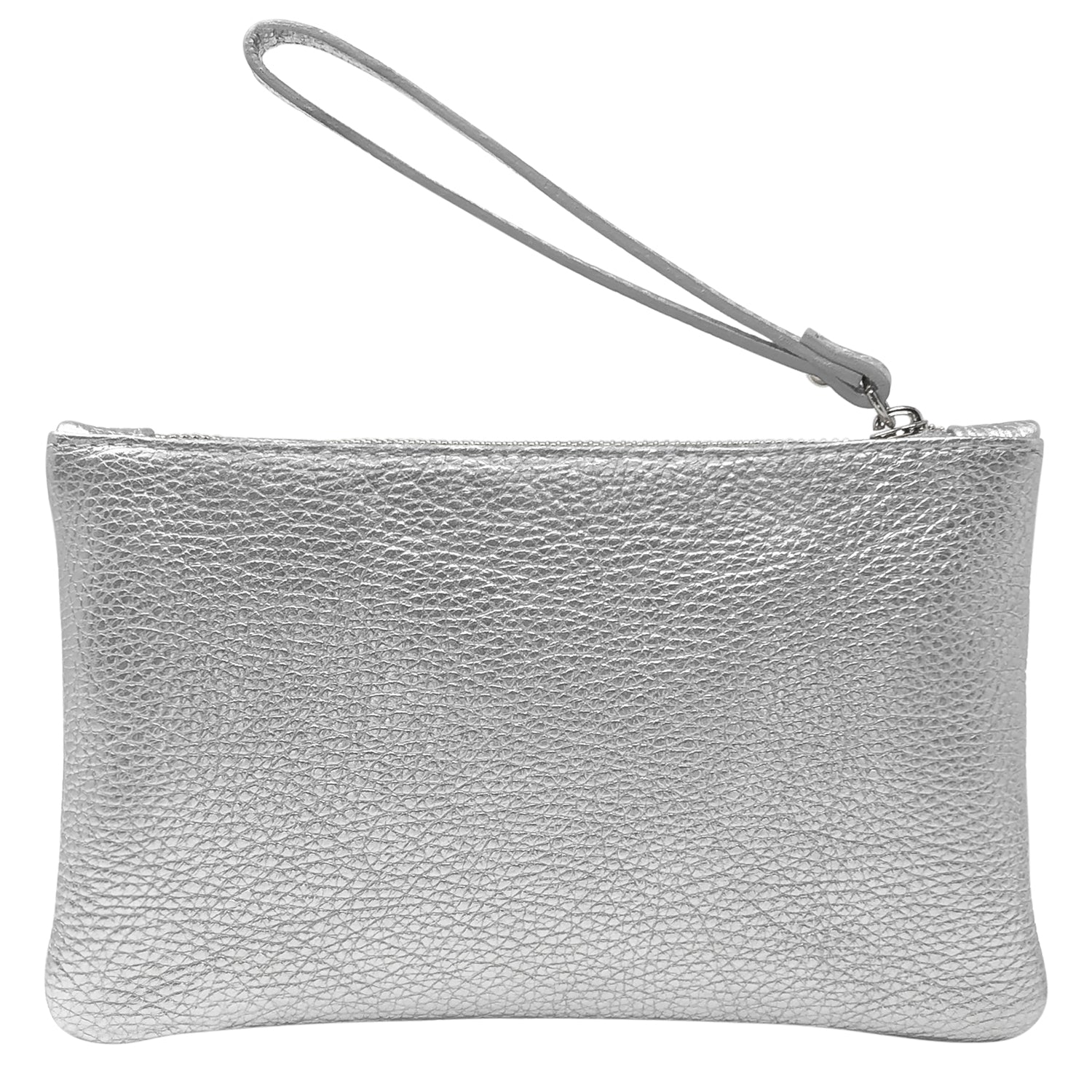 Pochette Donna a Mano, In Vera Pelle Laminata, Made in Italy, Modello Aura