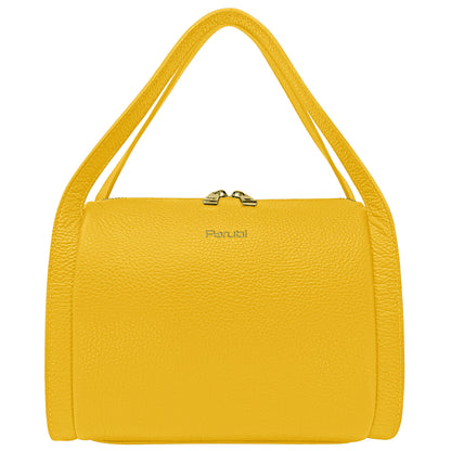 Borsa Donna a Mano con Tracolla, In Vera Pelle Morbida, Made in Italy, Modello Anette Parubi Borse Giallo - vista 50