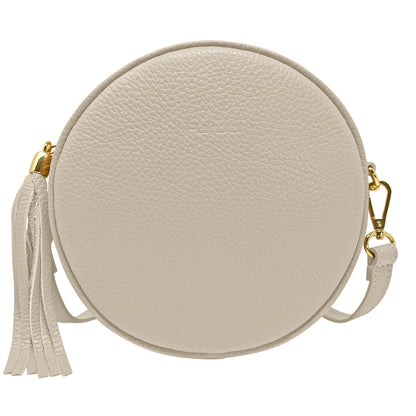 Borsa Donna a Tracolla Rotonda, In Vera Pelle, Made in Italy, Modello Dora Parubi Borse Beige - vista 91