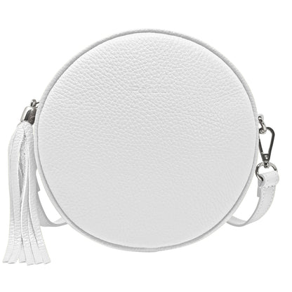 Borsa Donna a Tracolla Rotonda, In Vera Pelle, Made in Italy, Modello Dora Parubi Borse Bianco - vista 51