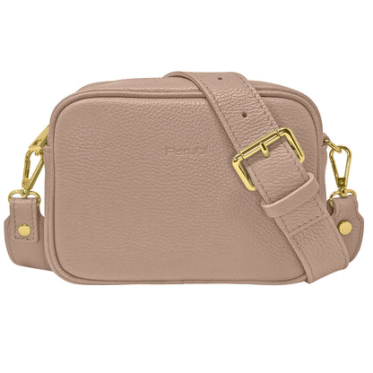 Borsa Donna a Tracolla, In Vera Pelle, Made in Italy, Modello Ginevra Parubi Borse Tortora - foto prodotto