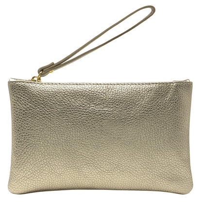 Pochette Donna a Mano, In Vera Pelle Laminata, Made in Italy, Modello Aura Parubi Platino - vista 19