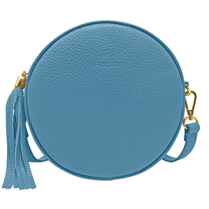 Borsa Donna a Tracolla Rotonda, In Vera Pelle, Made in Italy, Modello Dora Parubi Borse Carta Da Zucchero - vista 61