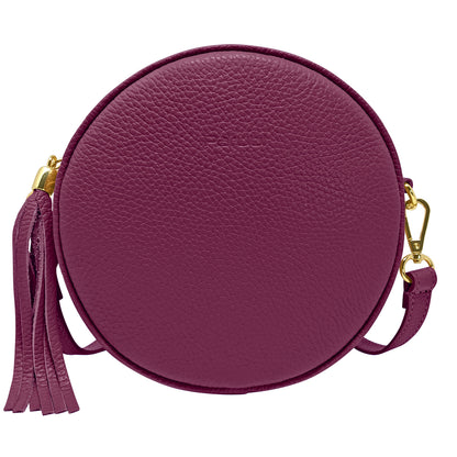 Borsa Donna a Tracolla Rotonda, In Vera Pelle, Made in Italy, Modello Dora Parubi Borse Porpora - vista 71