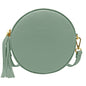 Borsa Donna a Tracolla Rotonda, In Vera Pelle, Made in Italy, Modello Dora Parubi Borse Verde Salvia - foto prodotto