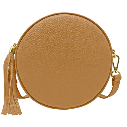 Borsa Donna a Tracolla Rotonda, In Vera Pelle, Made in Italy, Modello Dora Parubi Borse Cuoio - vista 16