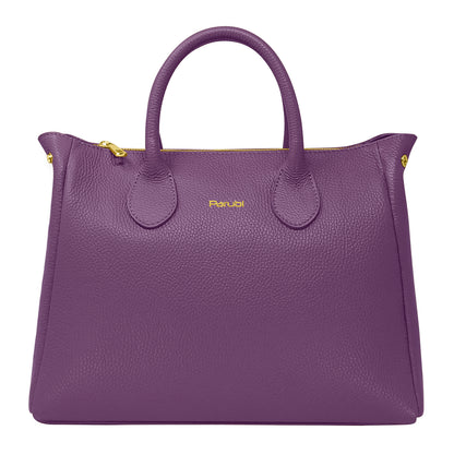 Borsa Donna a Mano con Tracolla, In Vera Pelle Morbida, Made in Italy, Modello Ada Parubi Borse Viola - vista 121