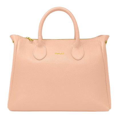 Borsa Donna a Mano con Tracolla, In Vera Pelle Morbida, Made in Italy, Modello Ada Parubi Borse Rosa Cipria - vista 13