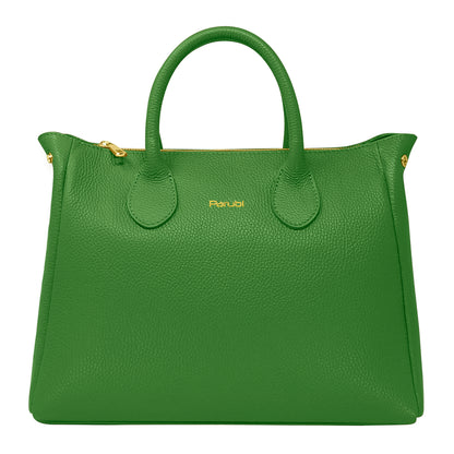 Borsa Donna a Mano con Tracolla, In Vera Pelle Morbida, Made in Italy, Modello Ada Parubi Borse Verde Bottiglia - vista 19